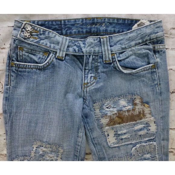 XRay Jeans Denim Women's Size 25 25x31 Destroyed Distressed Blue Boot Cut - Picture 2 of 9